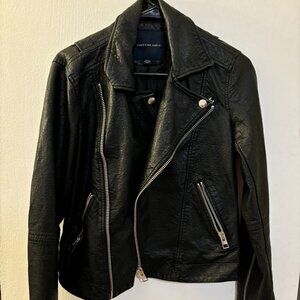 American Eagle Black Leather Moto Jacket Medium